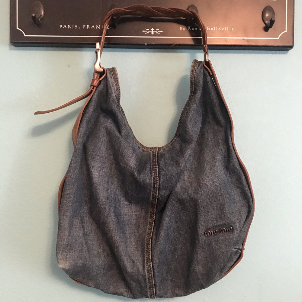 MIU Miu Denim Hobo Bag